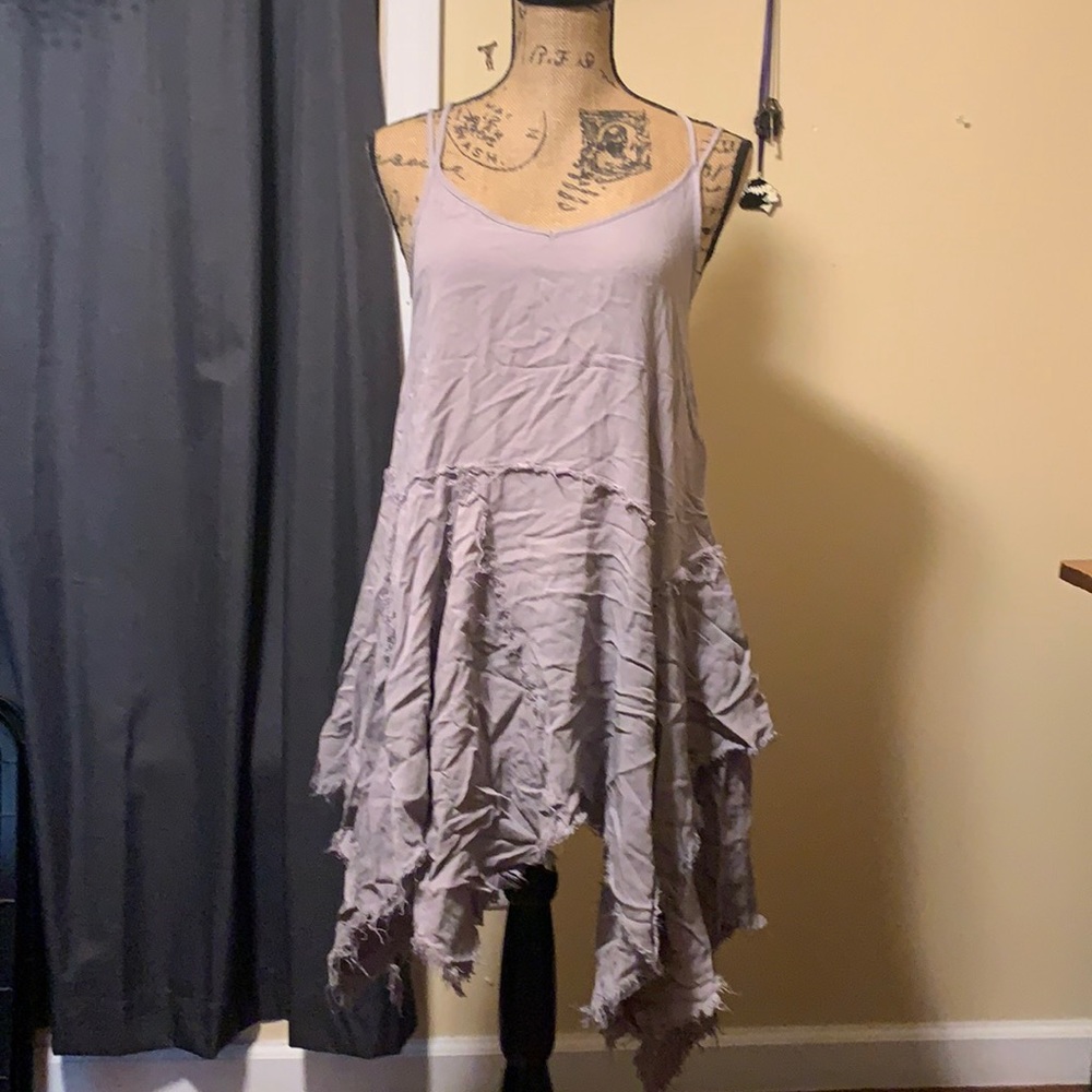 Honey Punch tattered hem shredded slip dress